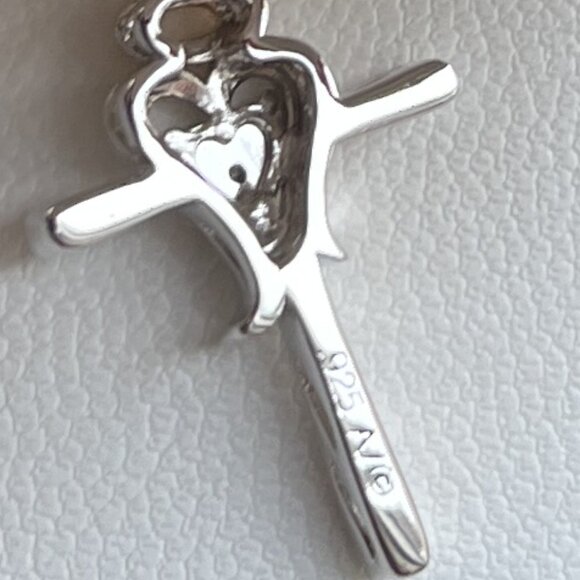 NIB Miracles Sterling Silver Cross with Heart & Halo Pendant on 18" Silver Chain - Picture 7 of 11